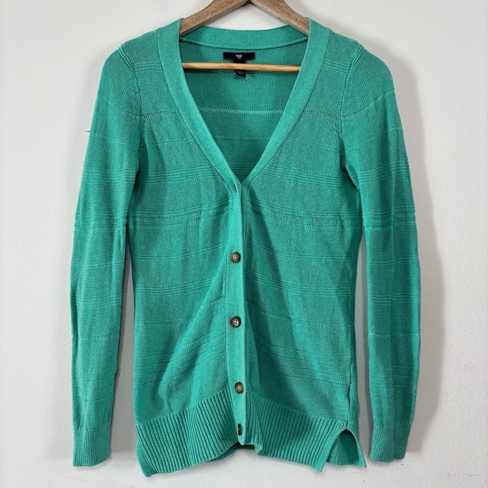Gap Factory Cotton Spring Teal Light Weight Button Down Cardigan Sweater Size XS